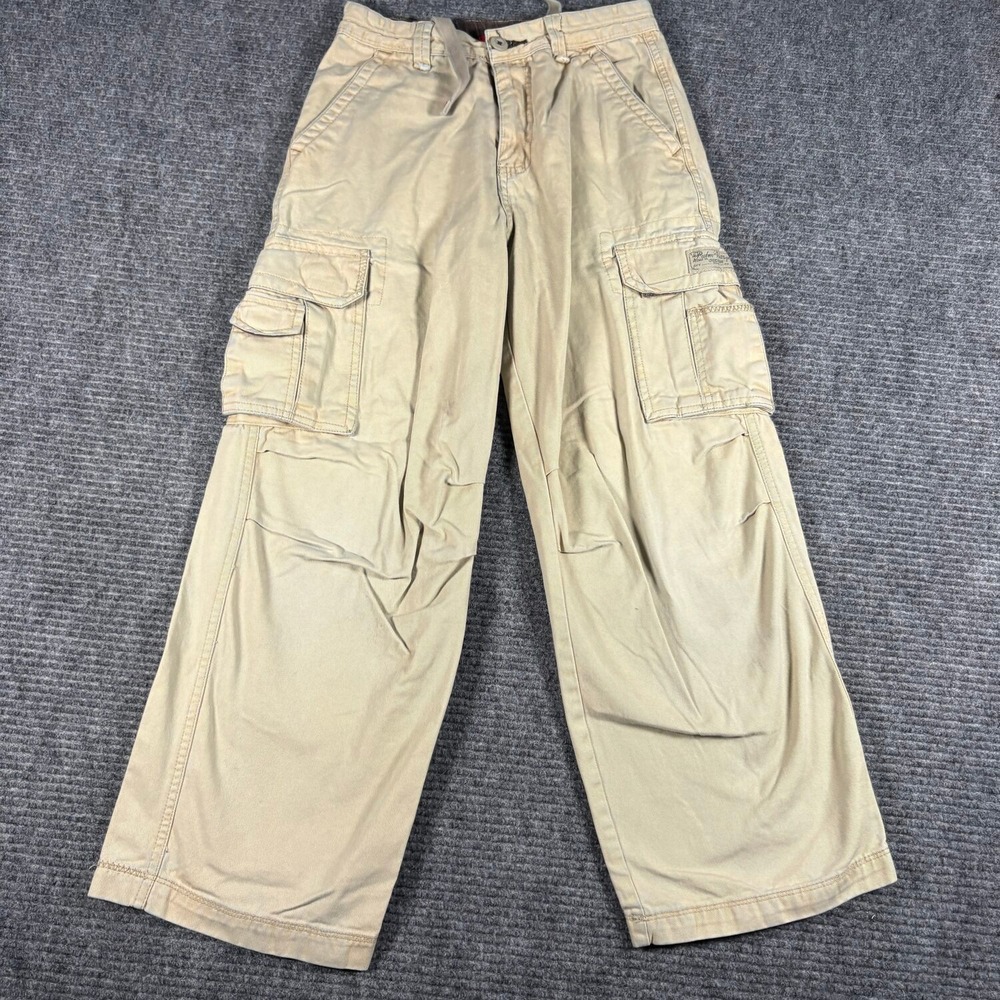 Unionbay Cargo Pants Boys Size 10 Khaki Good Wide Leg Multi Pocket Utility